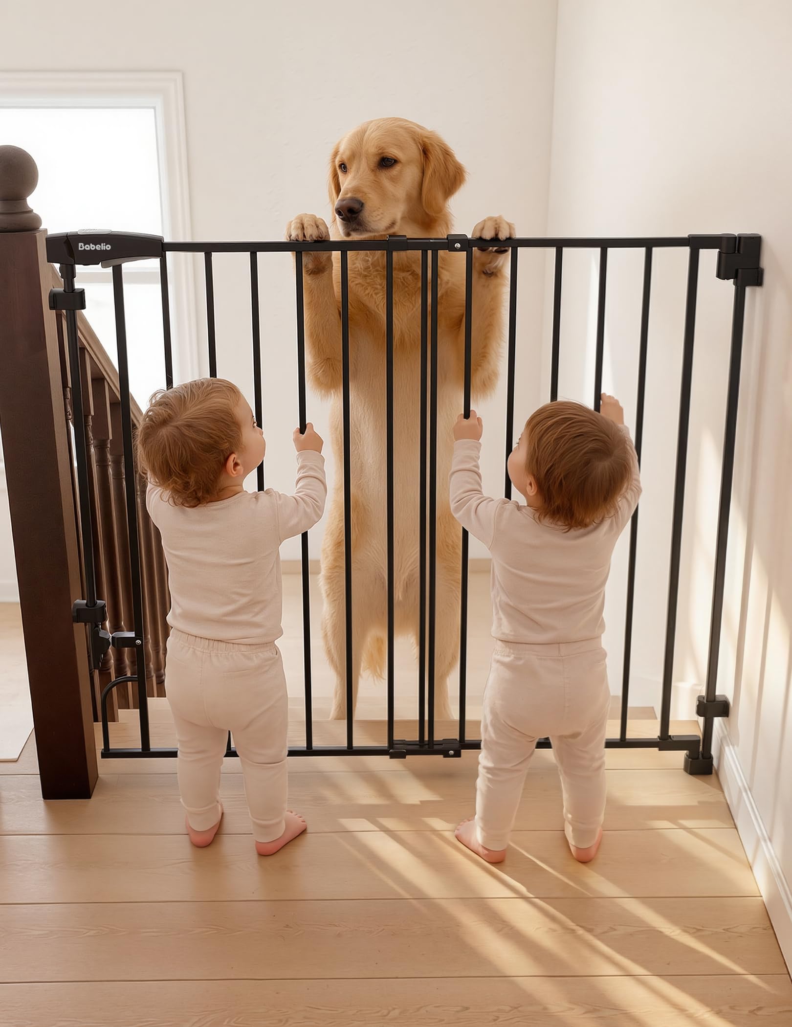 Babelio Removable & No Bottom Bar Baby Gate, Hardware Mounted